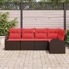 Lauko baldų komplektas Sodo Sofų Rinkinys 5 pcs Ruda poliratanas