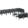 Sodo Sofų Rinkinys su pagalve 9 pcs Juoda Plienas