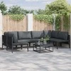 Sodo Sofų Rinkinys su pagalve 7 pcs Juoda Plienas