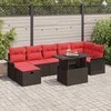 Lauko baldų komplektas Sodo Sofų Rinkinys su pagalve 8 pcs Ruda Poli ratanas