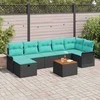 Lauko baldų komplektas Sodo Sofų Rinkinys su pagalve 8 pcs Juoda poliratanas