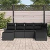 Lauko baldų komplektas Sodo Sofų Rinkinys su pagalve 6 pcs Juoda poliratanas