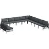 Sodo Sofų Rinkinys su pagalve 11 pcs Juoda Plienas