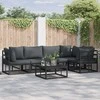 Sodo Sofų Rinkinys su pagalve 6 pcs Juoda Aliuminis