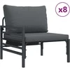 Sodo Sofų Rinkinys su pagalve 12 pcs Juoda Plienas