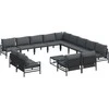 Sodo Sofų Rinkinys su pagalve 14 pcs Juoda Plienas