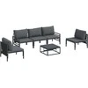 Sodo Sofų Rinkinys su pagalve 6 pcs Juoda Plienas
