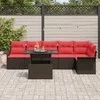 Lauko baldų komplektas Sodo Sofų Rinkinys su pagalve 7 pcs Ruda Poli ratanas