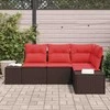 Lauko baldų komplektas Sodo Sofų Rinkinys su pagalve 4 pcs Ruda poliratanas