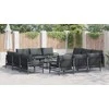 Sodo Sofų Rinkinys su pagalve 12 pcs Juoda Plienas