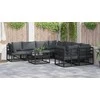 Sodo Sofų Rinkinys su pagalve 8 pcs Juoda Plienas