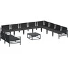 Sodo Sofų Rinkinys su pagalve 11 pcs Juoda Plienas