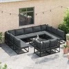 Sodo Sofų Rinkinys su pagalve 11 pcs Juoda Aliuminis