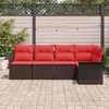 Lauko baldų komplektas Sodo Sofų Rinkinys su saugykla 5 pcs Ruda poliratanas