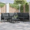 Sodo Sofų Rinkinys su pagalve 4 pcs Juoda Plienas