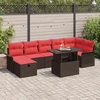 Lauko baldų komplektas Sodo Sofų Rinkinys su pagalve 8 pcs Ruda Poli ratanas