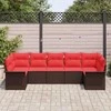 Lauko baldų komplektas Sodo Sofų Rinkinys su saugykla 7 pcs Ruda Poli ratanas
