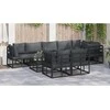 Sodo Sofų Rinkinys su pagalve 9 pcs Juoda Aliuminis