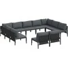 Sodo Sofų Rinkinys su pagalve 11 pcs Juoda Plienas