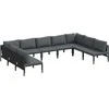 Sodo Sofų Rinkinys su pagalve 9 pcs Juoda Plienas