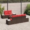 Lauko baldų komplektas Sodo Sofų Rinkinys su pagalve 6 pcs Ruda poliratanas