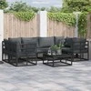 Sodo Sofų Rinkinys su pagalve 6 pcs Juoda Aliuminis