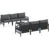 Sodo Sofų Rinkinys su pagalve 7 pcs Juoda Plienas
