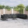 Sodo Sofų Rinkinys su pagalve 10 pcs Juoda Aliuminis