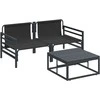 Sodo Sofų Rinkinys su pagalve 3 pcs Juoda Plienas