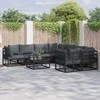 Sodo Sofų Rinkinys su pagalve 8 pcs Juoda Plienas