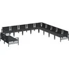 Sodo Sofų Rinkinys su pagalve 11 pcs Juoda Plienas