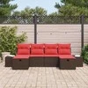 Lauko baldų komplektas Sodo Sofų Rinkinys su pagalve 6 pcs Ruda poliratanas