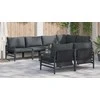Sodo Sofų Rinkinys su pagalve 7 pcs Juoda Plienas
