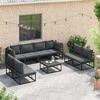 Sodo Sofų Rinkinys su pagalve 9 pcs Juoda Aliuminis