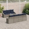 Lauko baldų komplektas Sodo Sofų Rinkinys 8 pcs Pilka ir tamsiai mėlyna poliratanas