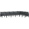 Sodo Sofų Rinkinys su pagalve 7 pcs Juoda Plienas