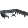 Sodo Sofų Rinkinys su pagalve 12 pcs Juoda Plienas