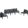 Sodo Sofų Rinkinys su pagalve 5 pcs Juoda Plienas