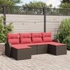 Lauko baldų komplektas Sodo Sofų Rinkinys su pagalve 6 pcs Ruda Poli ratanas