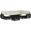 Lauko baldų komplektas Sodo Sofų Rinkinys 10 vnt. Juoda ir kreminė balta poliratanas