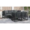 Sodo Sofų Rinkinys su pagalve 6 pcs Juoda Plienas