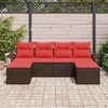 Lauko baldų komplektas Sodo Sofų Rinkinys su pagalve 6 pcs Ruda Poli ratanas