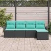 Lauko baldų komplektas Sodo Sofų Rinkinys su saugykla 5 pcs Juoda poliratanas