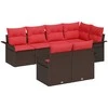 Lauko baldų komplektas Sodo Sofų Rinkinys su pagalve 7 pcs Ruda Poli ratanas