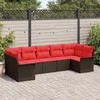 Lauko baldų komplektas Sodo Sofų Rinkinys su saugykla 7 pcs Ruda Poli ratanas