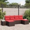 Lauko baldų komplektas Sodo Sofų Rinkinys su pagalve 6 pcs Ruda poliratanas