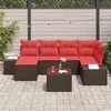 Lauko baldų komplektas Sodo Sofų Rinkinys su pagalve 7 pcs Ruda poliratanas