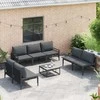 Sodo Sofų Rinkinys su pagalve 7 pcs Juoda Plienas