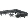 Sodo Sofų Rinkinys su pagalve 12 pcs Juoda Plienas