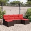Lauko baldų komplektas Sodo Sofų Rinkinys su pagalve 6 pcs Ruda Poli ratanas